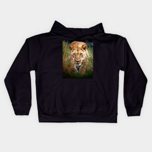 Lioness in the Grass Kids Hoodie